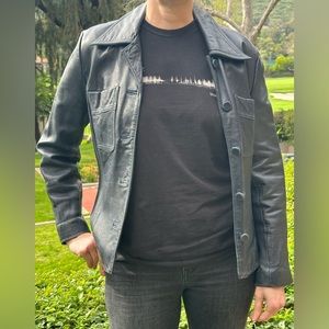 Banana Republic Navy Blue leather blazer jacket